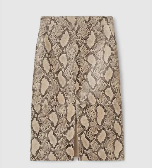 Leather Snakeskin Pencil Skirt